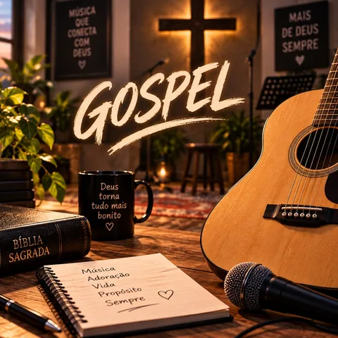 Capa da amostra de estilo gospel: arte com luz suave e clima de adoração