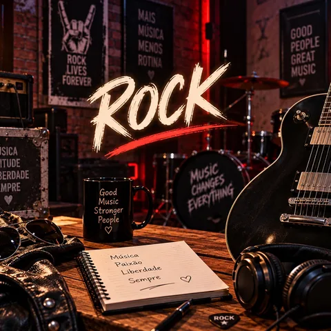 Capa da amostra de estilo rock: arte com guitarras e clima de palco