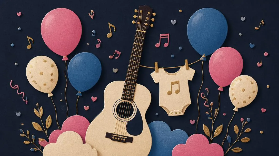 Ilustração celebrando chá de bebê com alegria e suavidade